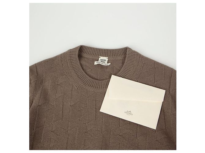 Hermès Talla Cuello redondo de punto Castaño - vista 3