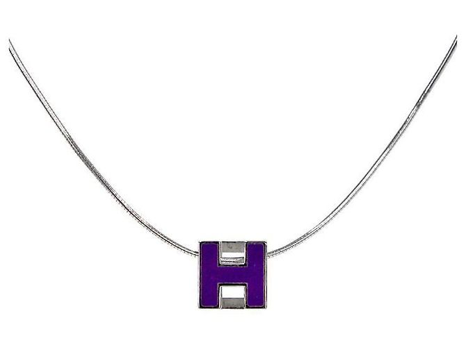 Hermès Silberne Halskette Käfig Lila - Ansicht 2