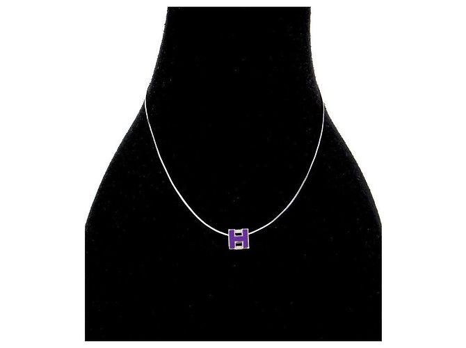 Hermès Silberne Halskette Käfig Lila - Ansicht 5