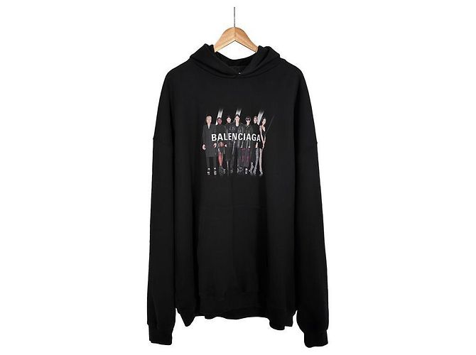 Balenciaga Hoodie T-Shirt Schwarz Große Passform mit Echtem Kunstlogo für Herren - Ansicht 3