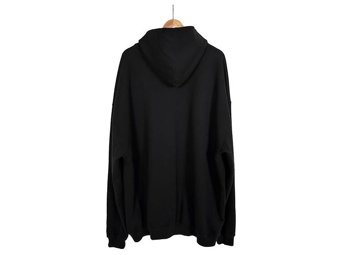 Balenciaga Hoodie T-Shirt Schwarz Große Passform mit Echtem Kunstlogo für Herren - Ansicht 4