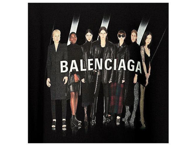 Balenciaga Hoodie T-Shirt Schwarz Große Passform mit Echtem Kunstlogo für Herren - Ansicht 5