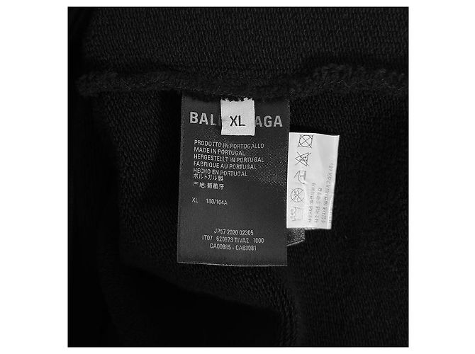 Balenciaga Hoodie T-Shirt Schwarz Große Passform mit Echtem Kunstlogo für Herren - Ansicht 6