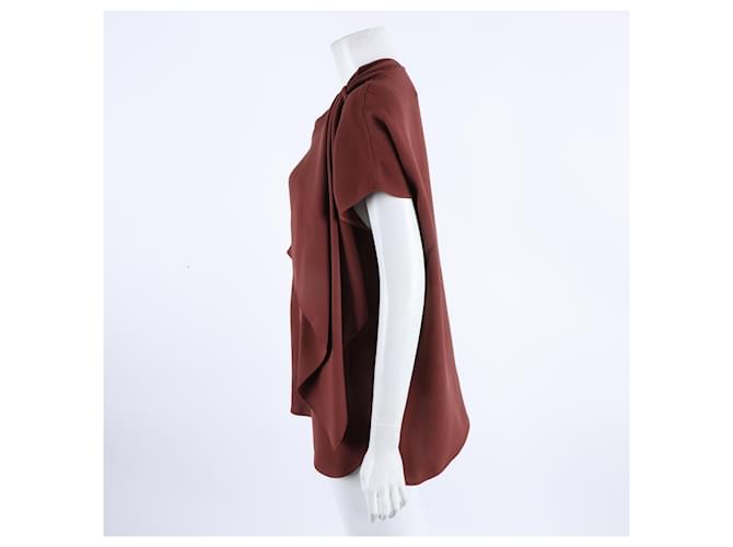 Blusa de seda de manga curta Hermès Marrom - vista 2