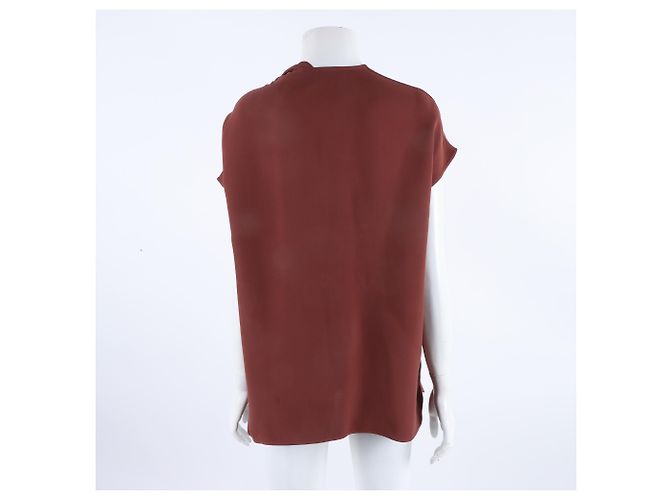 Blusa de seda de manga curta Hermès Marrom - vista 3