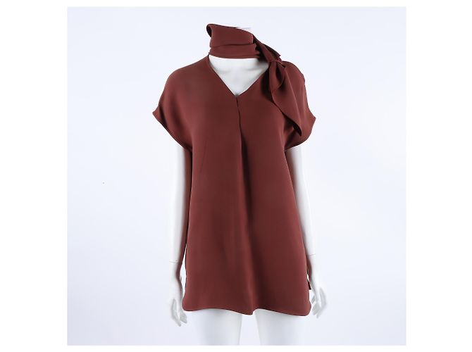 Blusa de seda de manga curta Hermès Marrom - vista 5