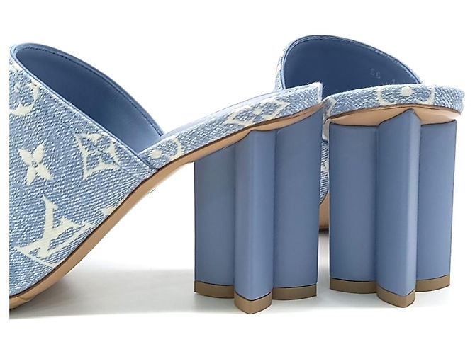 Pantofole in denim Louis Vuitton Blu - vista 3