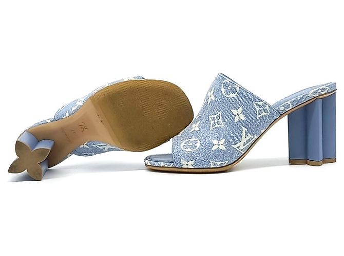 Pantofole in denim Louis Vuitton Blu - vista 4