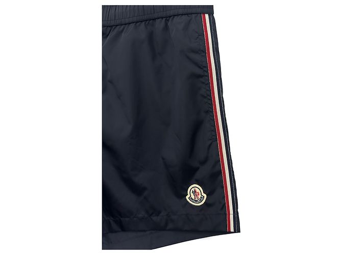 Costumi da bagno da uomo Moncler a tre strisce con patch, blu navy - vista 8