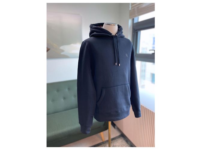 Burberry Felpa con cappuccio da uomo in cotone blu navy - vista 10