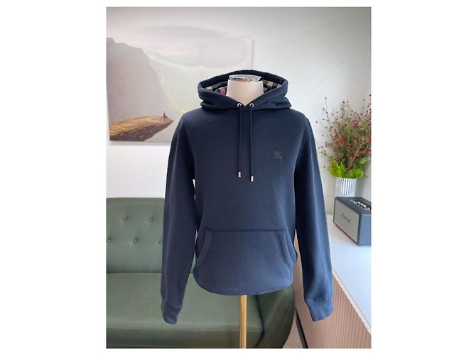 Burberry Felpa con cappuccio da uomo in cotone blu navy - vista 12