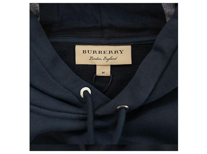 Burberry Felpa con cappuccio da uomo in cotone blu navy - vista 13