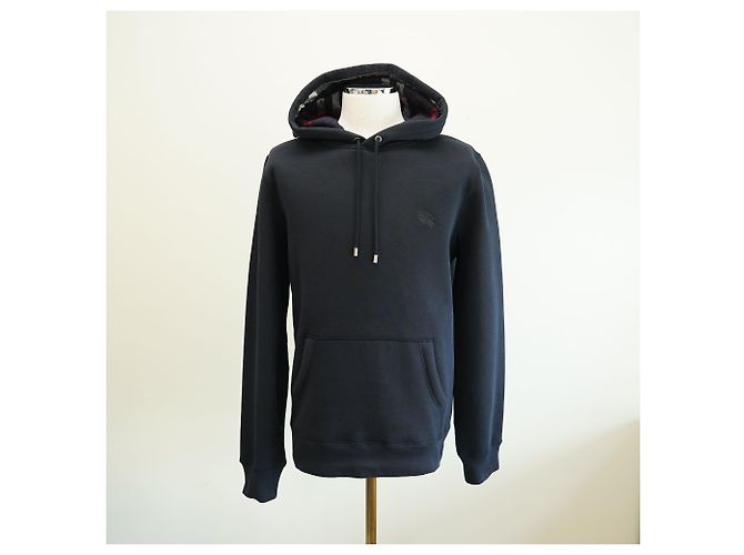 Burberry Felpa con cappuccio da uomo in cotone blu navy - vista 5