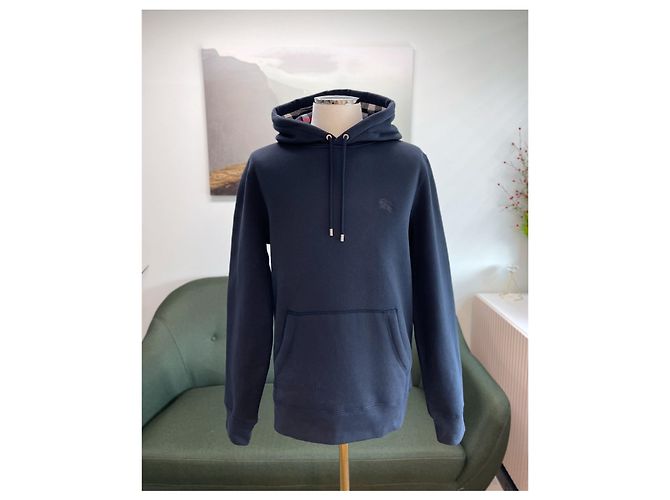 Burberry Felpa con cappuccio da uomo in cotone blu navy - vista 6