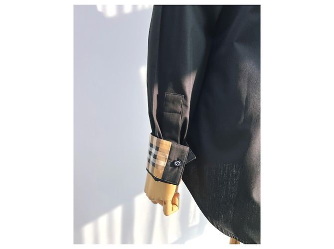 Burberry Camicia Donna Check Point LAPWING Nera in Cotone Nero - vista 10