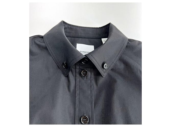 Burberry Camicia Donna Check Point LAPWING Nera in Cotone Nero - vista 13
