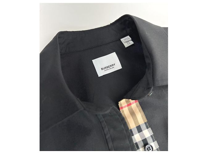 Burberry Camicia Donna Check Point LAPWING Nera in Cotone Nero - vista 14