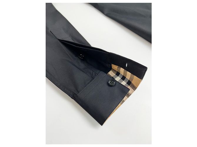 Burberry Camicia Donna Check Point LAPWING Nera in Cotone Nero - vista 16