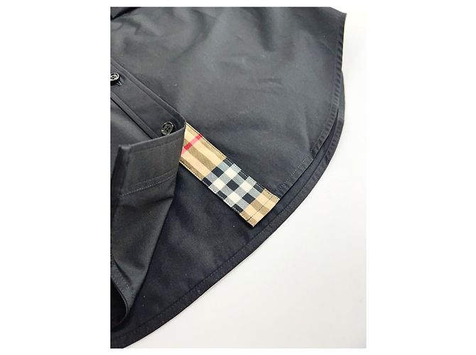 Burberry Camicia Donna Check Point LAPWING Nera in Cotone Nero - vista 17