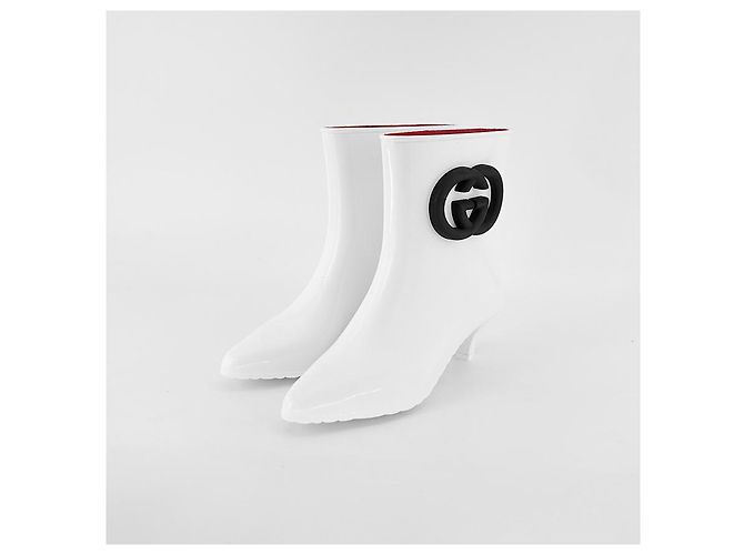 Gucci Stivali da pioggia da donna in gomma bianchi Bianco - vista 20