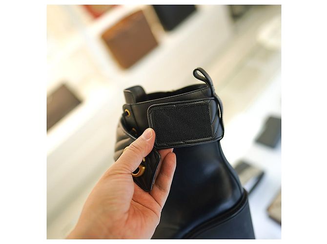 Gucci Botas de cuero acolchadas para mujer negras Negro - vista 11