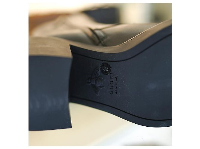 Gucci Botas de cuero acolchadas para mujer negras Negro - vista 19