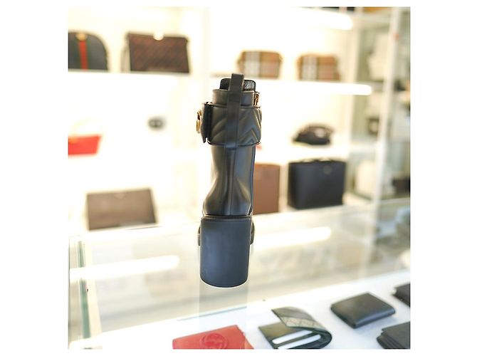 Gucci Botas de cuero acolchadas para mujer negras Negro - vista 6