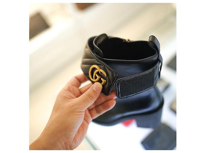 Gucci Botas de cuero acolchadas para mujer negras Negro - vista 8