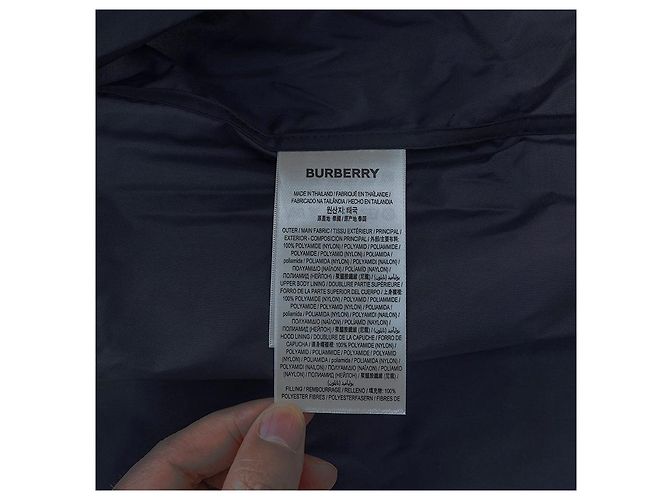 Burberry Giacca a vento con cappuccio da donna Winchester in nylon blu navy - vista 19