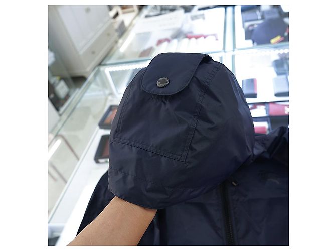 Burberry Giacca a vento con cappuccio da donna Winchester in nylon blu navy - vista 30