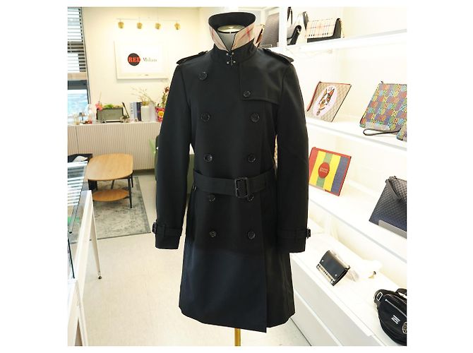Burberry Abrigo Trench Largo HARBOURNE NEGRO - vista 2