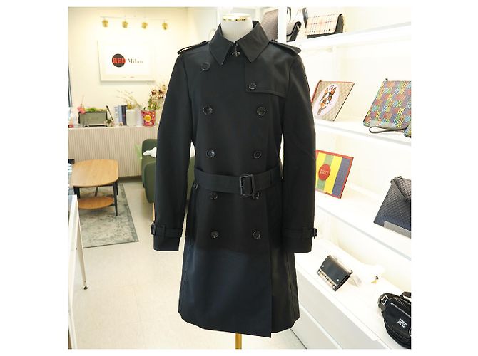 Burberry Abrigo Trench Largo HARBOURNE NEGRO - vista 4