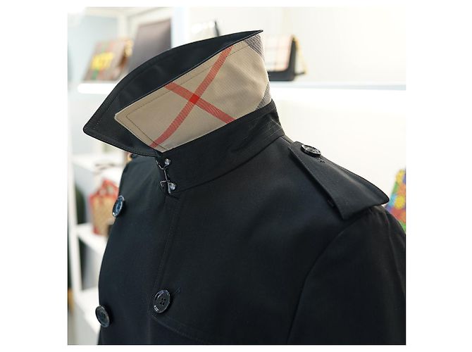 Burberry Abrigo Trench Largo HARBOURNE NEGRO - vista 5