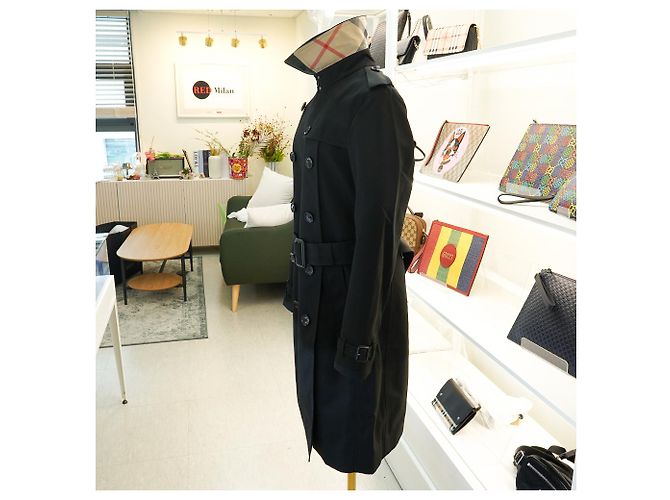 Burberry Abrigo Trench Largo HARBOURNE NEGRO - vista 6