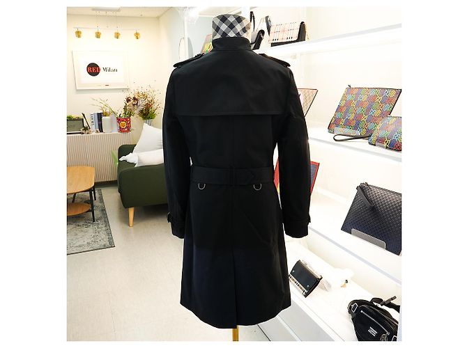 Burberry Abrigo Trench Largo HARBOURNE NEGRO - vista 7
