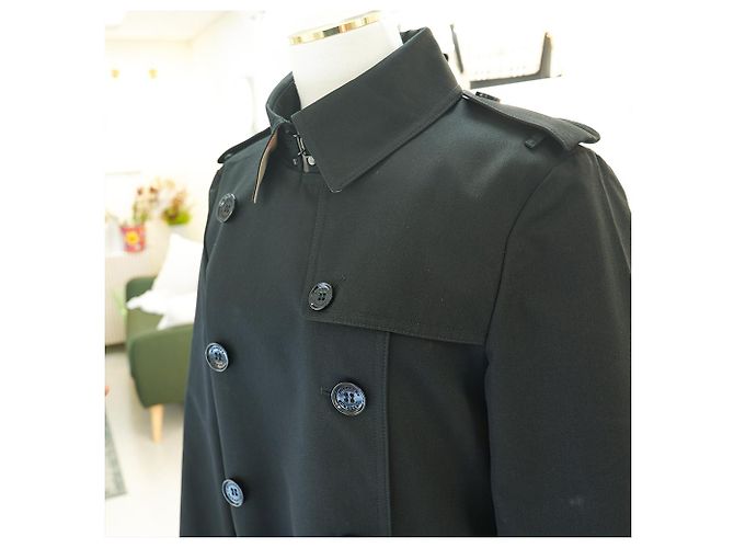 Burberry Abrigo Trench Largo HARBOURNE NEGRO - vista 9
