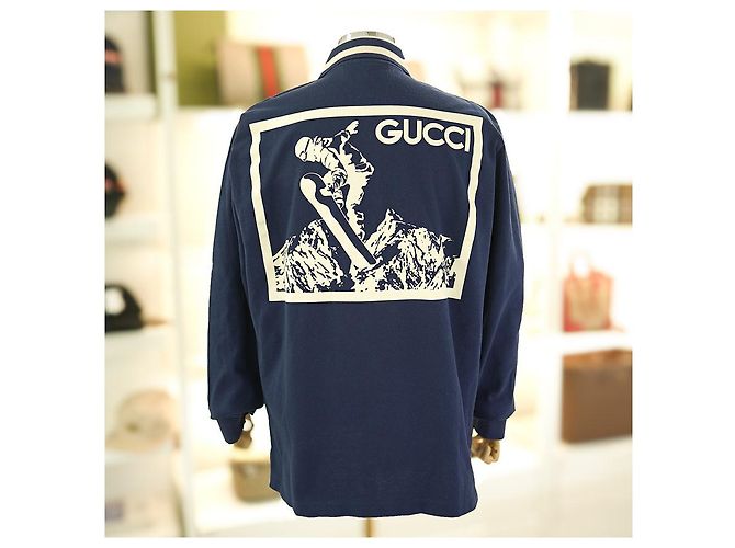 Gucci Camicia Polo PK a maniche lunghe in cotone blu navy per uomo - vista 2