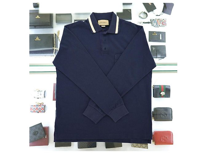 Gucci Camicia Polo PK a maniche lunghe in cotone blu navy per uomo - vista 20