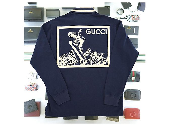 Gucci Camicia Polo PK a maniche lunghe in cotone blu navy per uomo - vista 22