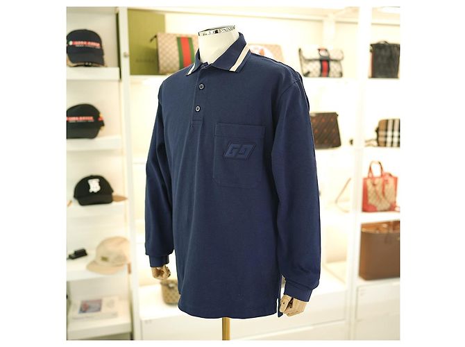 Gucci Camicia Polo PK a maniche lunghe in cotone blu navy per uomo - vista 4