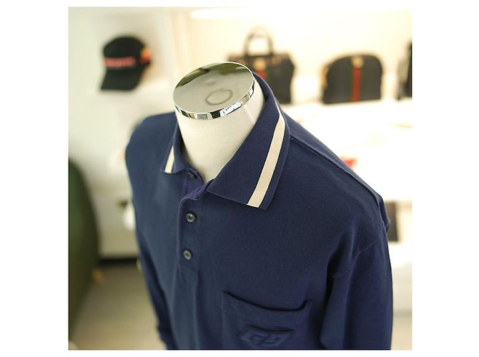 Gucci Camicia Polo PK a maniche lunghe in cotone blu navy per uomo - vista 6