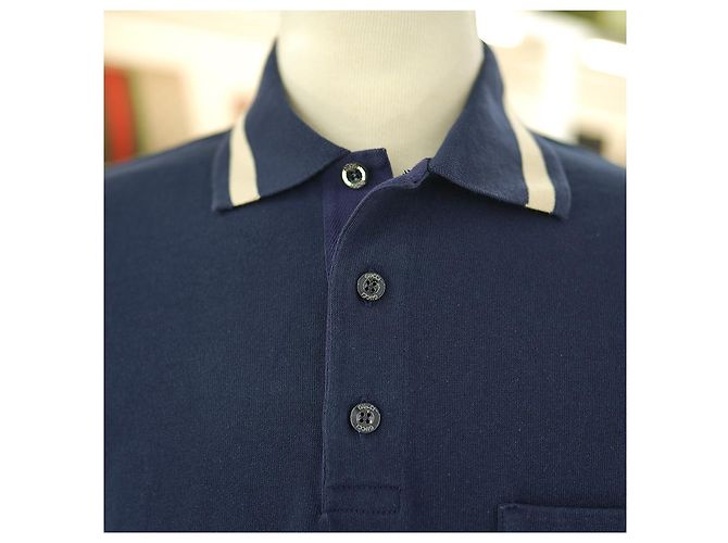 Gucci Camicia Polo PK a maniche lunghe in cotone blu navy per uomo - vista 8