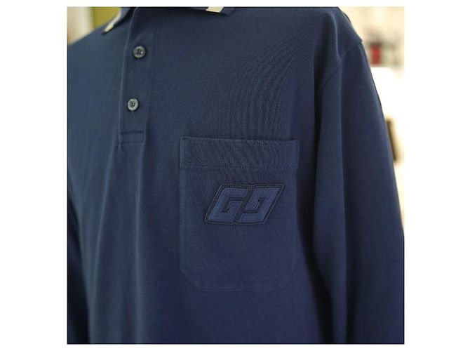 Gucci Camicia Polo PK a maniche lunghe in cotone blu navy per uomo - vista 9