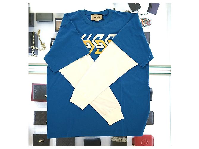 Gucci Langarm-Lagen-T-Shirt XJEUN aus Baumwolle in Blau - Ansicht 19