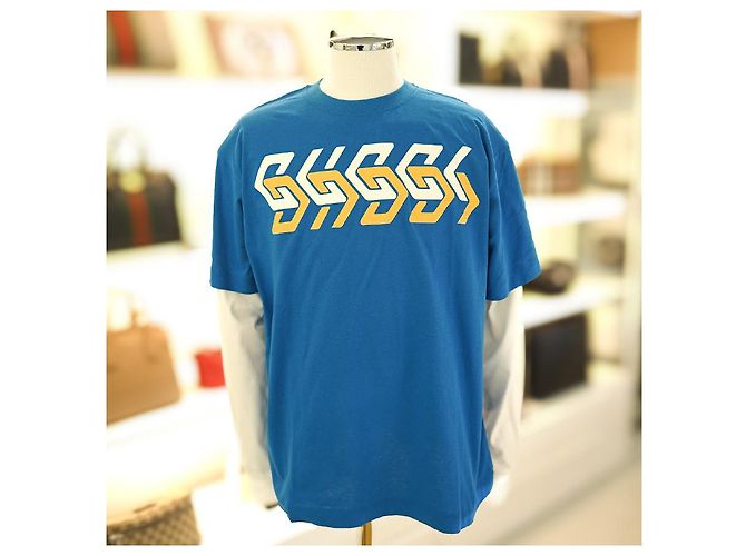 Gucci Langarm-Lagen-T-Shirt XJEUN aus Baumwolle in Blau - Ansicht 2