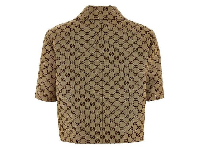 Gucci Jaqueta de lona com GG Horsebit Marrom - vista 5