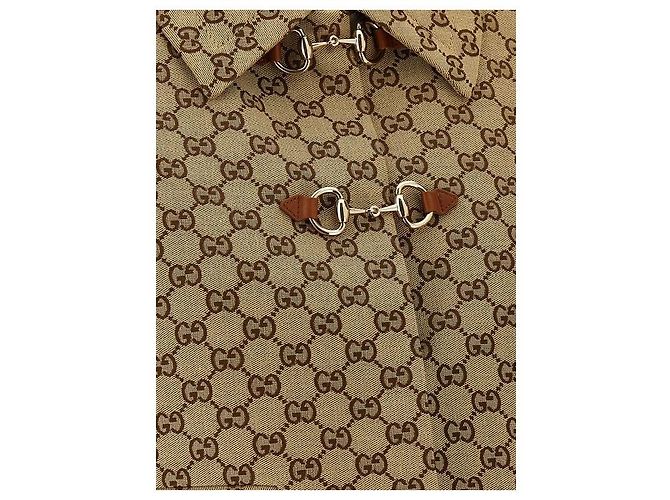 Gucci Jaqueta de lona com GG Horsebit Marrom - vista 7