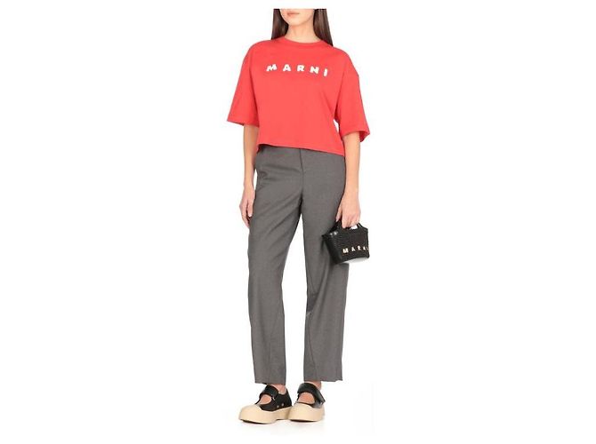 Marni Boxy T-Shirt mit Logo-Detail Rot - Ansicht 5