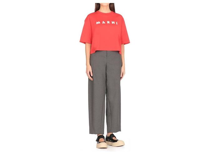 Marni Boxy T-Shirt mit Logo-Detail Rot - Ansicht 6