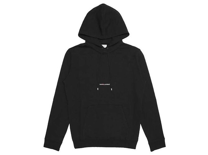Saint Laurent Moletom com capuz com logo impresso Preto - vista 3